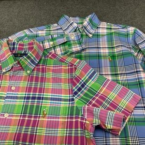 Lot of 2 Ralph Lauren Easter Color Plaid Button Down Small
